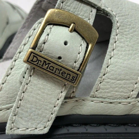 Dr. Martens Sandals Maxxy Buttery Soft Leather Sage Green Slides - Picture 6 of 15